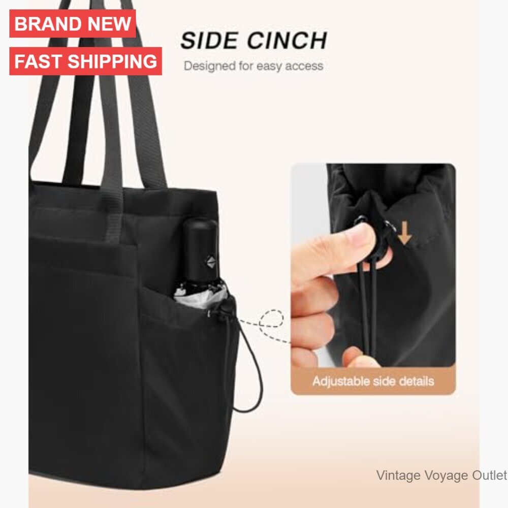 Large Lightweight Tote Bag with Zipper Compartments for Work Travel Gym - Picture 6 of 7